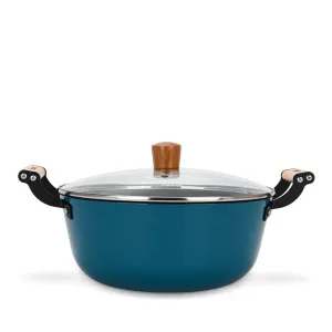 Fissman Stockpot Seagreen Series Series With Glass Lid Enamelled Lightweight Cast Iron With Non-Stick Coating 28x12cm/6LTR