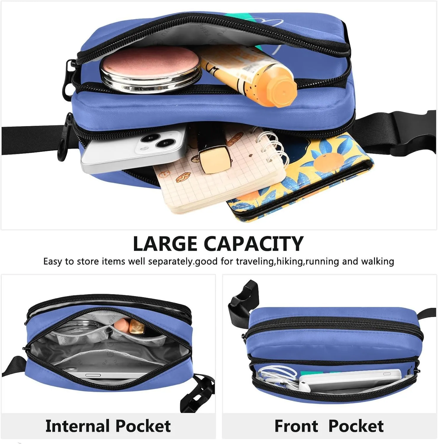 Generic Royal Custom Fanny Packs for Women Belt Bag Cross Body Waterproof Fanny Pack Fashion Waist Packs with Adjustable Strap Crossbody Bag for Traveling Running Sports Hiking Men