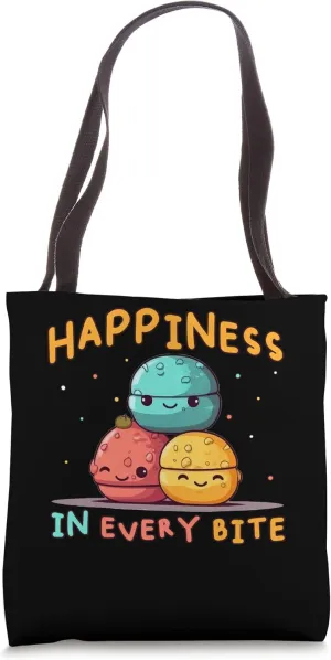 Happiness In Every Bite Cute Macaroon Funny Macaron Tote Bag