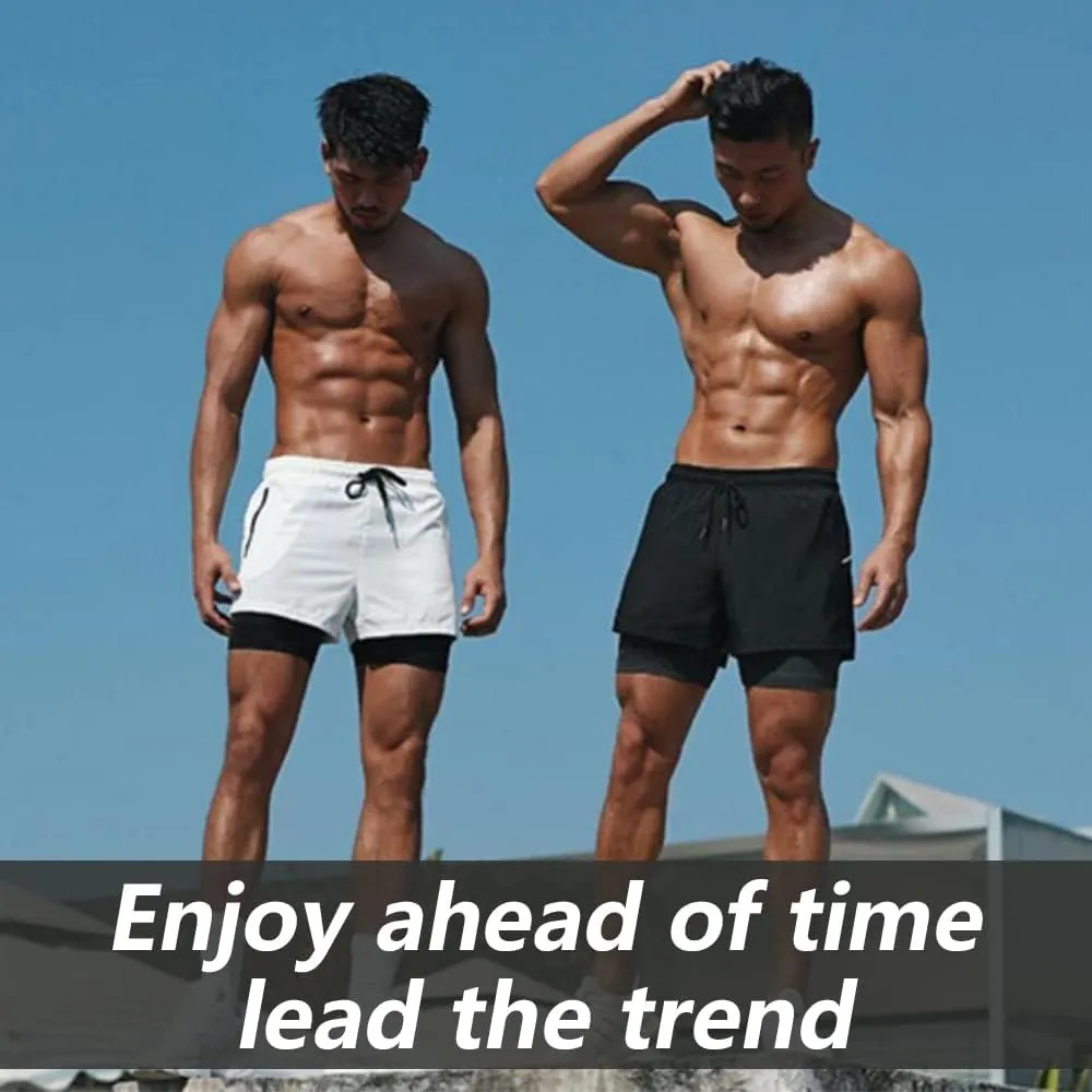JWJ Men's Running Athletic Workout Sports Mens 2 in 1 Shorts Breathable Gym Short for Men with Pocket