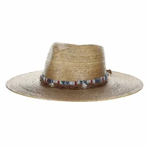 Laeila Natural Palm Safari Hat with Aztec Band - Scala Hats