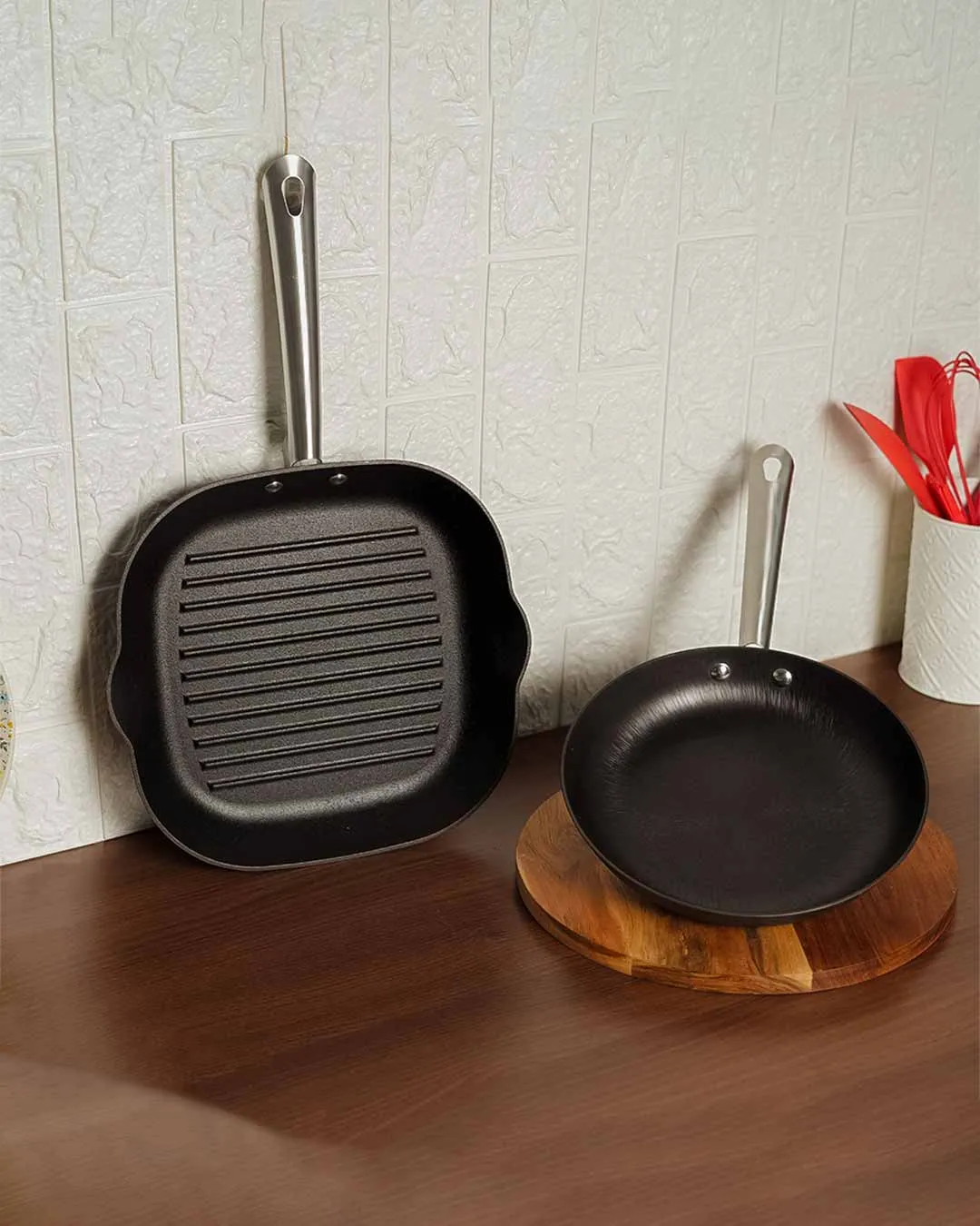 Light Weight Frypan With Grill Pan | Safe For All Cooktops
