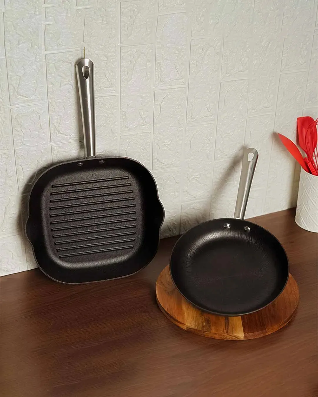 Light Weight Frypan With Grill Pan | Safe For All Cooktops