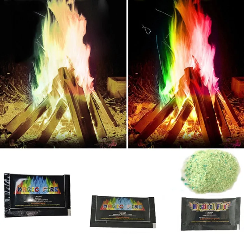 Magic Fire Tricks Colorful Flames Powder Bonfire Camping Survival