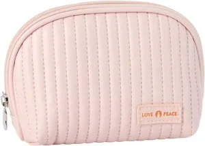 Makeup Pouch, Small Cosmetic Bag for Purse, Lightweight Makeup Clutch for Makeup Essentials, Pink Travel Pouch, Pink