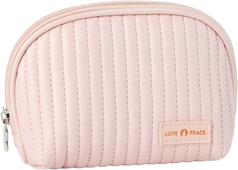 Makeup Pouch, Small Cosmetic Bag for Purse, Lightweight Makeup Clutch for Makeup Essentials, Pink Travel Pouch, Pink