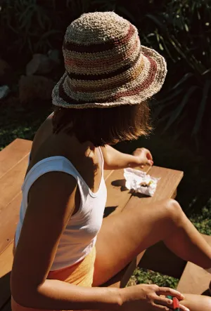 NEW COLOUR Samba   Cotton Woven Hat - by hobo & hatch - bucket - Stripe