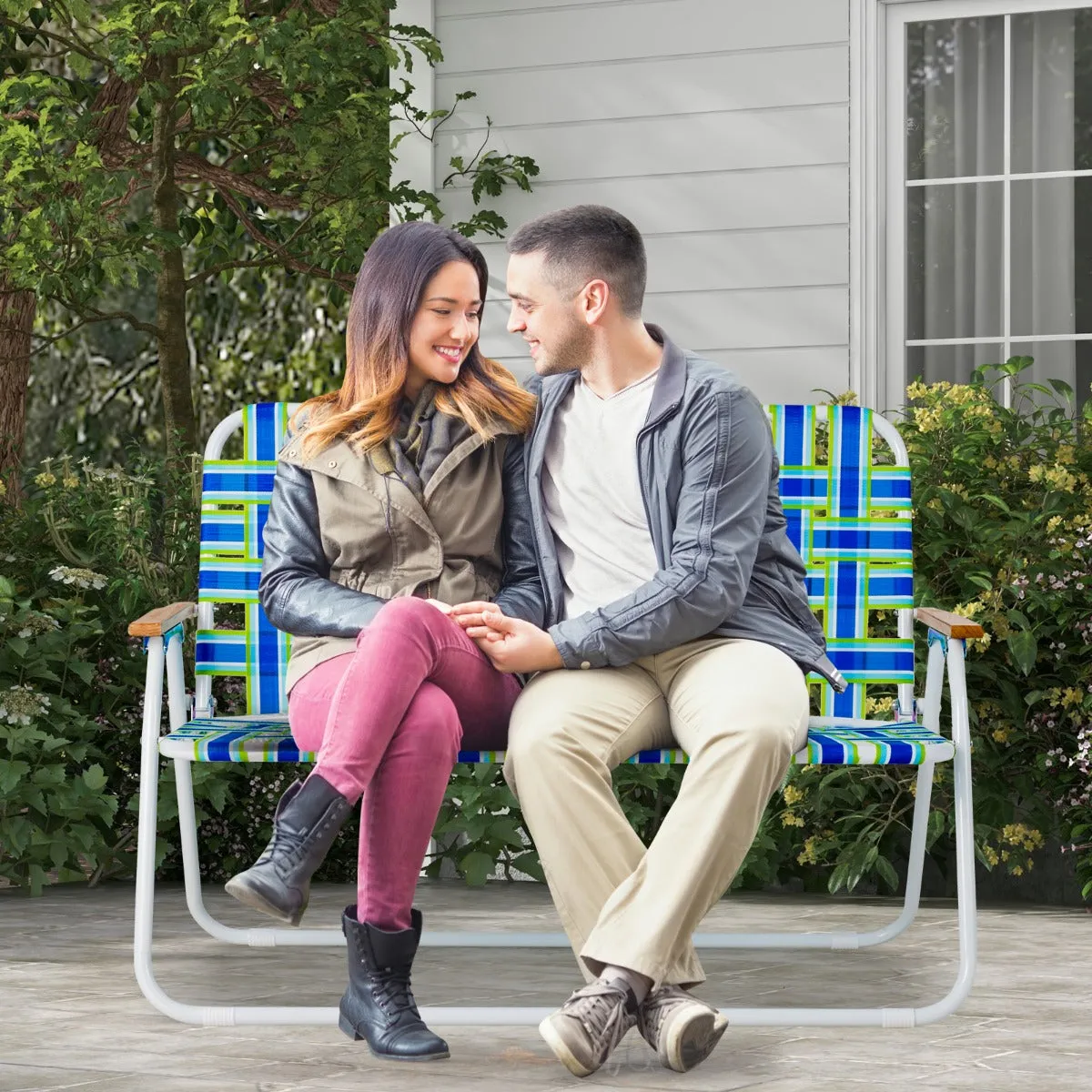 NNECW Outdoor Double Camping Chair with Armrest Support up to 300KG