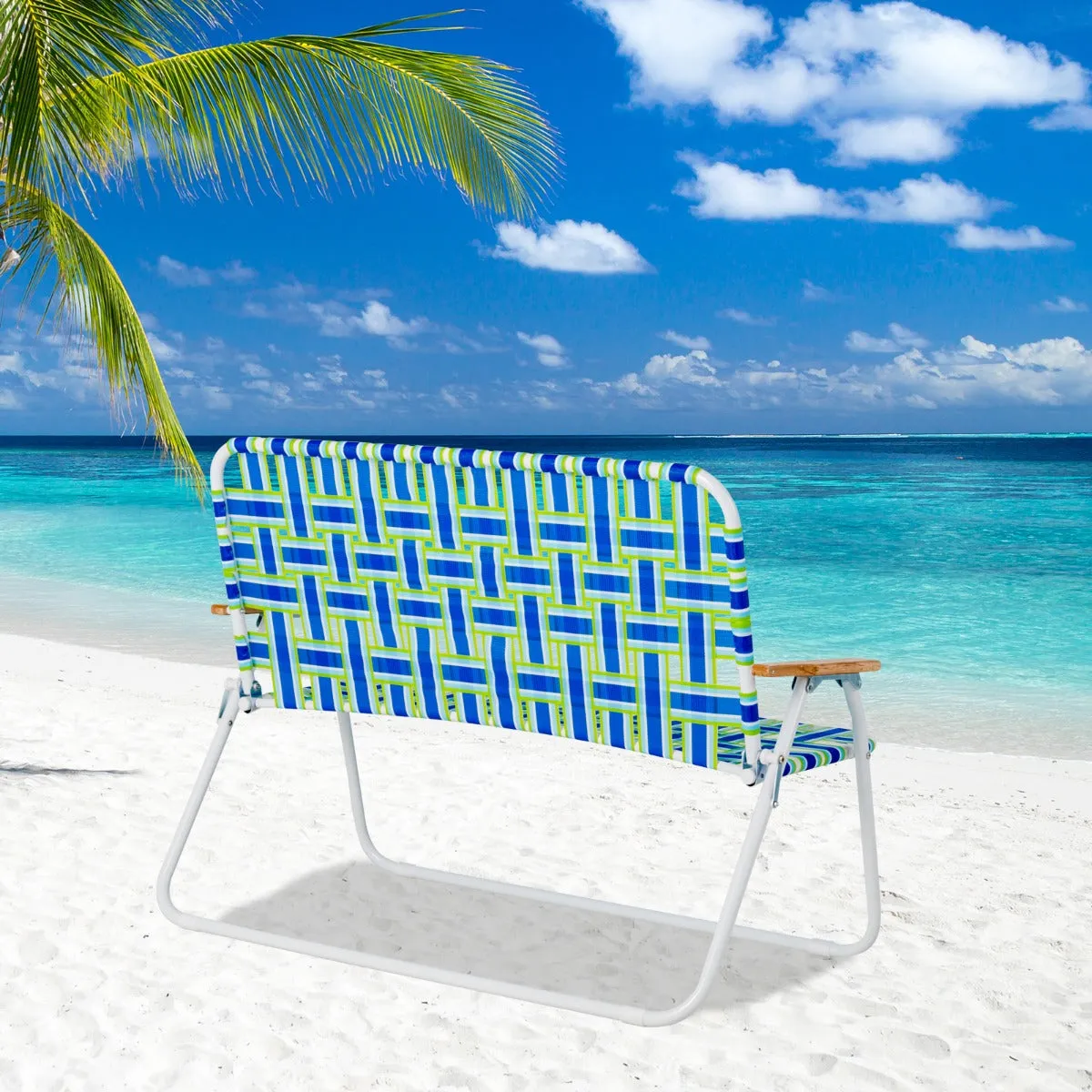 NNECW Outdoor Double Camping Chair with Armrest Support up to 300KG