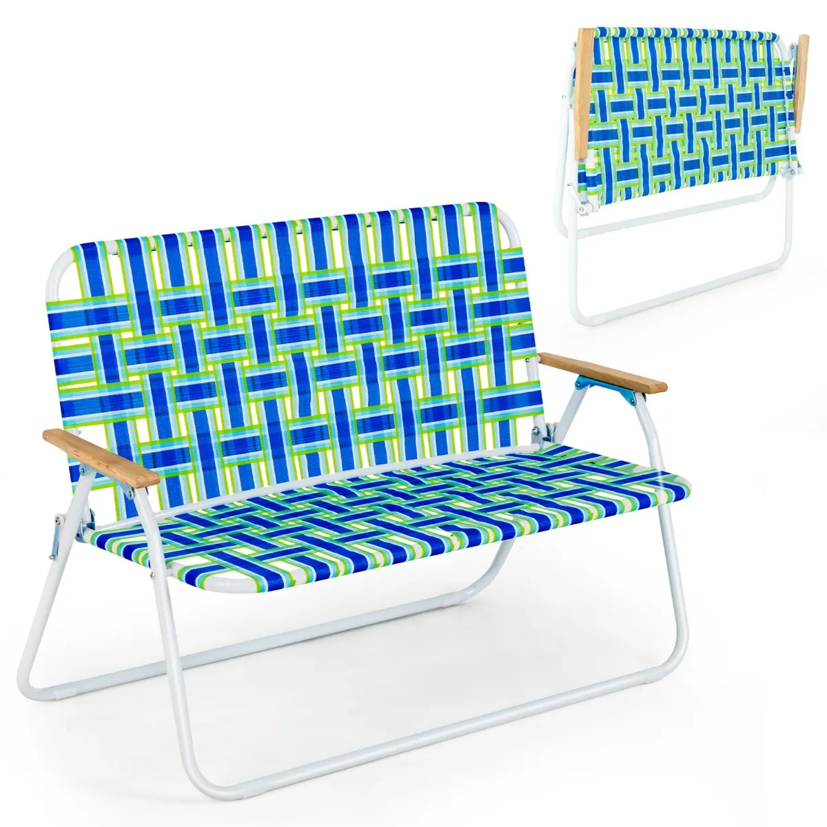 NNECW Outdoor Double Camping Chair with Armrest Support up to 300KG