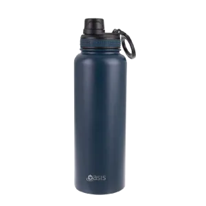 Oasis Stainless Steel Double Wall Insulated "challenger" Sports Bottle W/ Screw Cap 1.1l - Navy