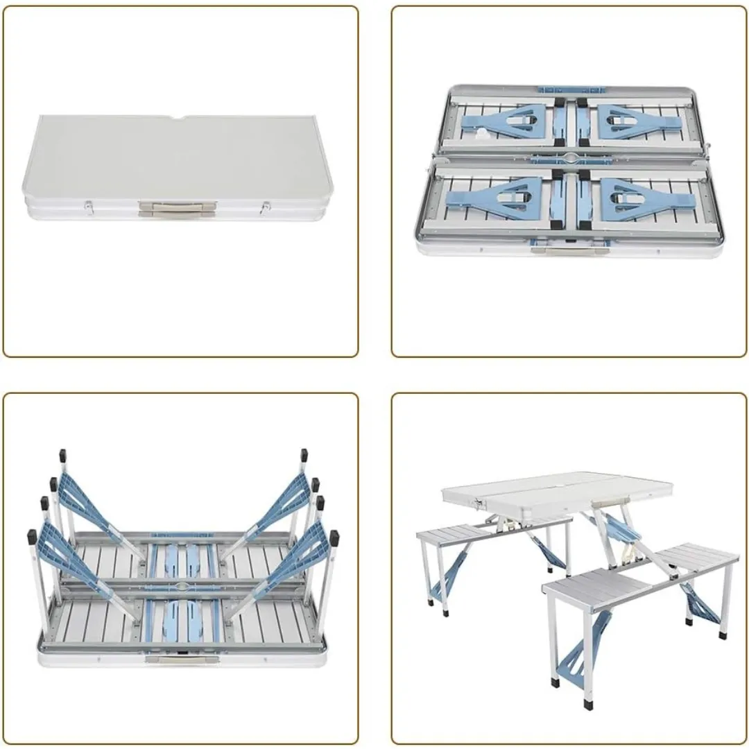 Portable Outdoor Camping Folding Aluminium Picnic Table with Chair