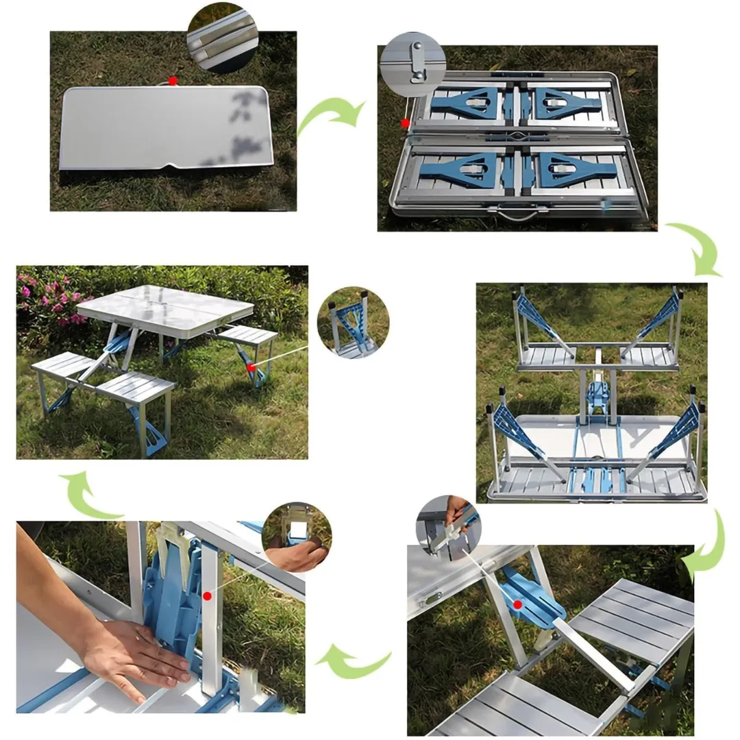 Portable Outdoor Camping Folding Aluminium Picnic Table with Chair