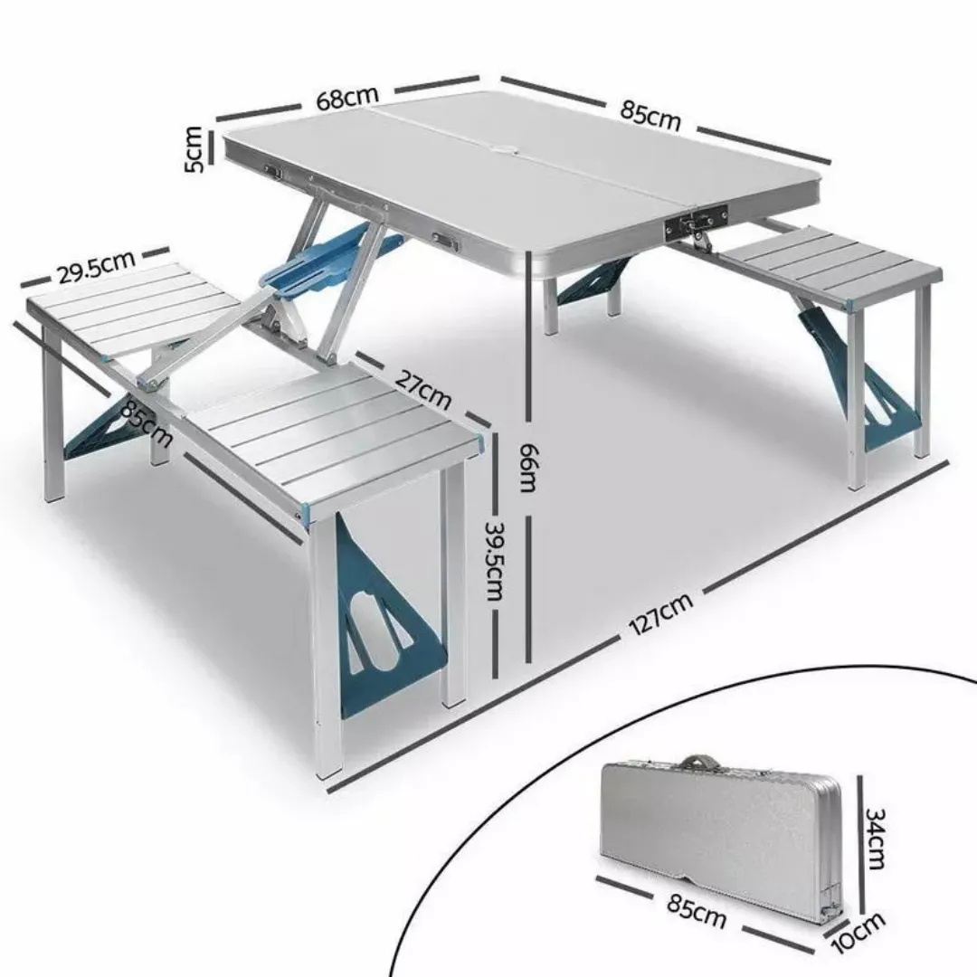 Portable Outdoor Camping Folding Aluminium Picnic Table with Chair