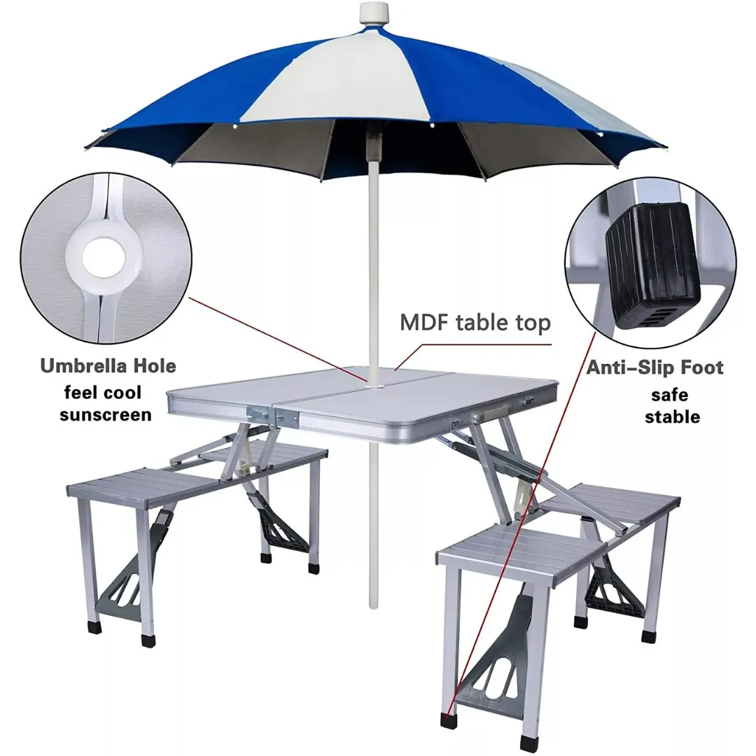 Portable Outdoor Camping Folding Aluminium Picnic Table with Chair