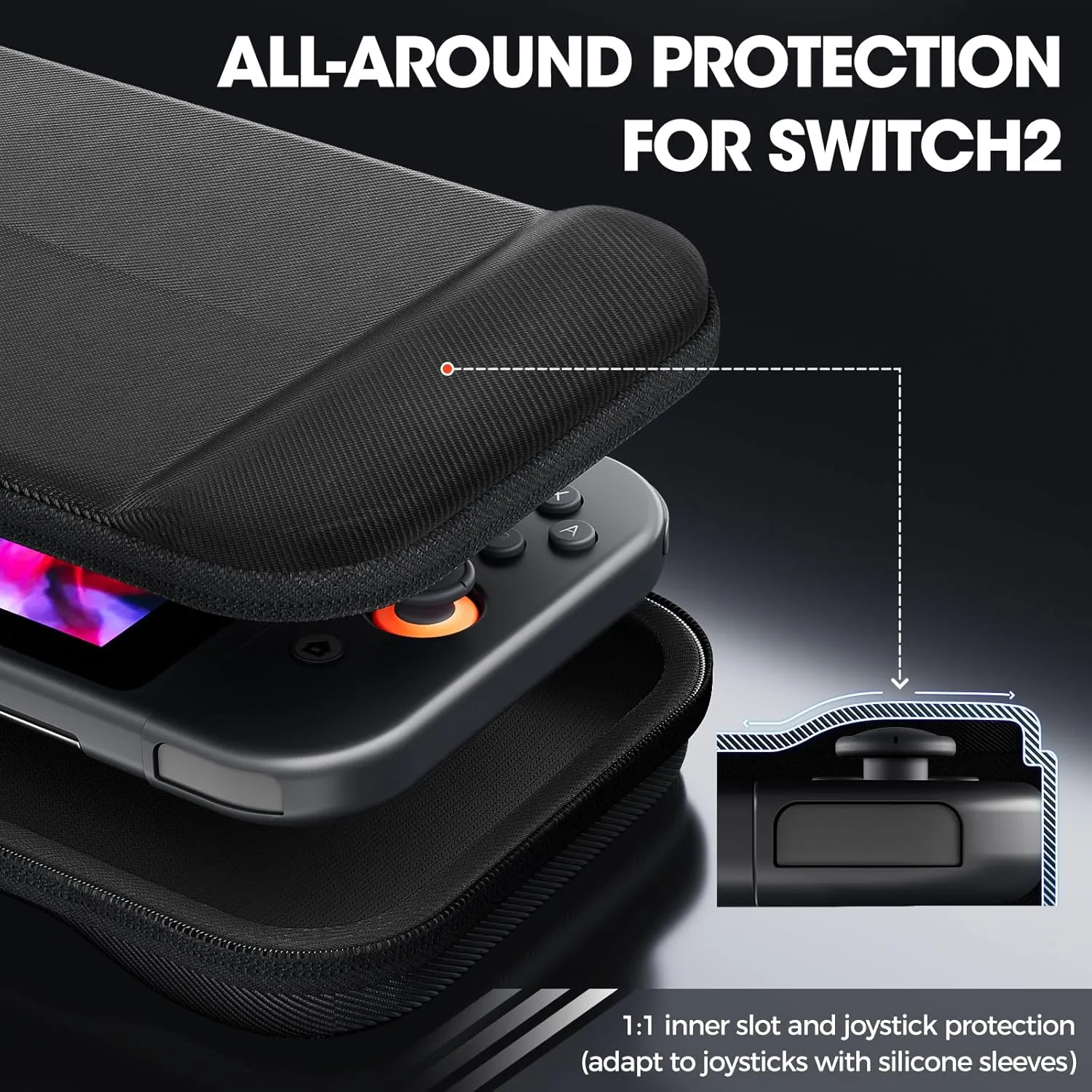 ProCase Slim Carrying Case for Nintendo Switch 2 2025, Travel Case Hard-Shell with 12 Game Card Slots, Switch 2 Protector Accessories -Black