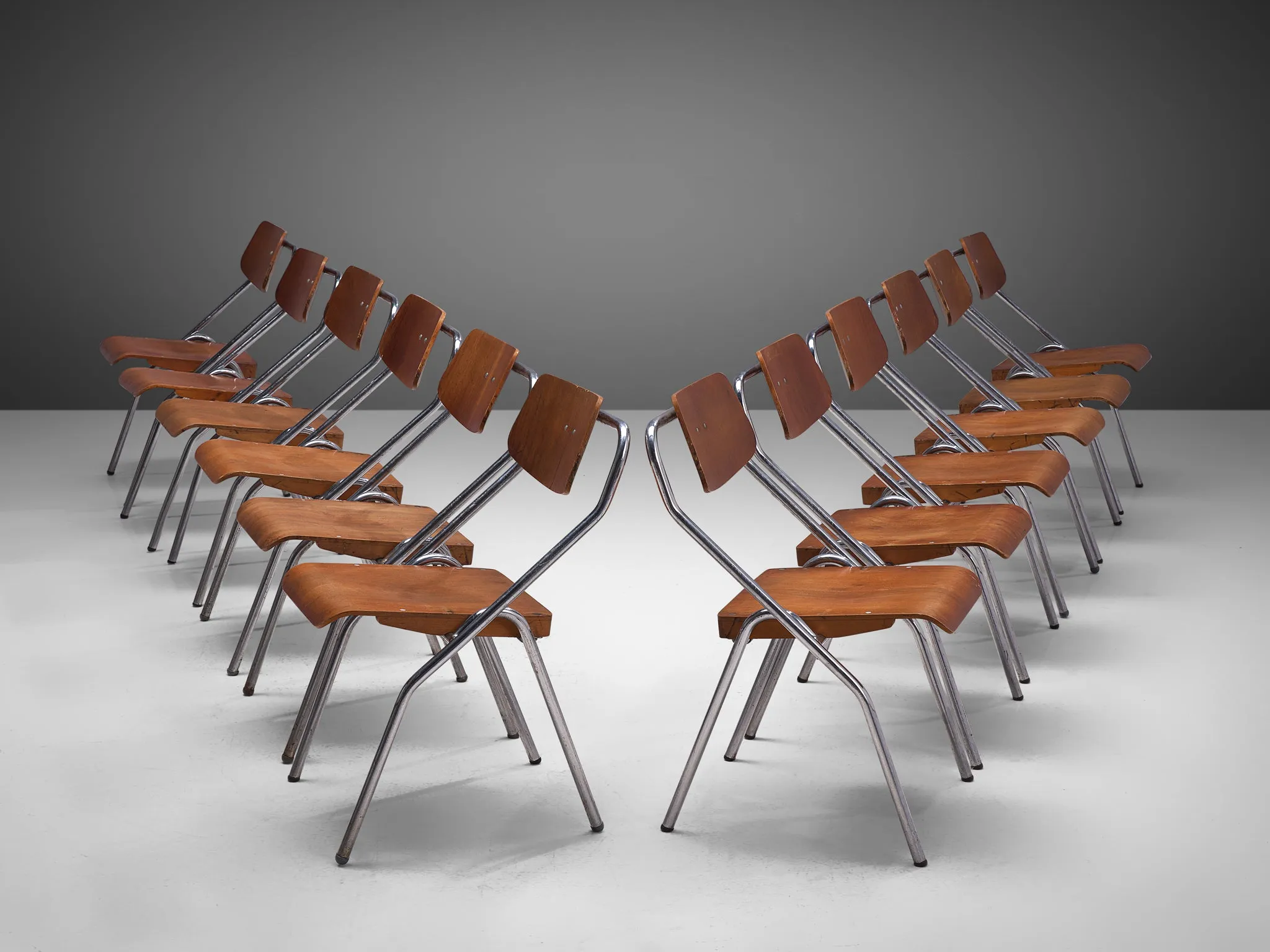 Set of Dutch Chairs with Tubular Frame