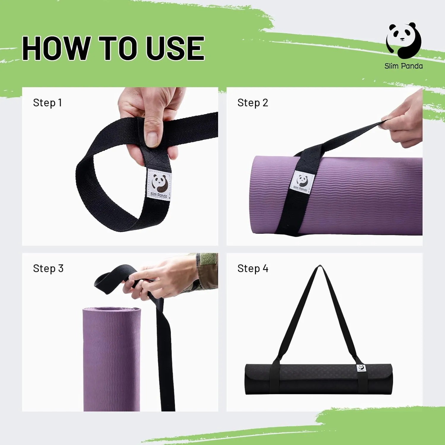 Slim Panda Yoga Mat Straps for Carrying, Adjustable Yoga Mat Carrier, Yoga Mat Sling(Yoga Mat Not Included)