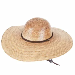 Small Size Hat: Wide Brim Palm Straw Beach Hat with Chin Strap - Tula Hats