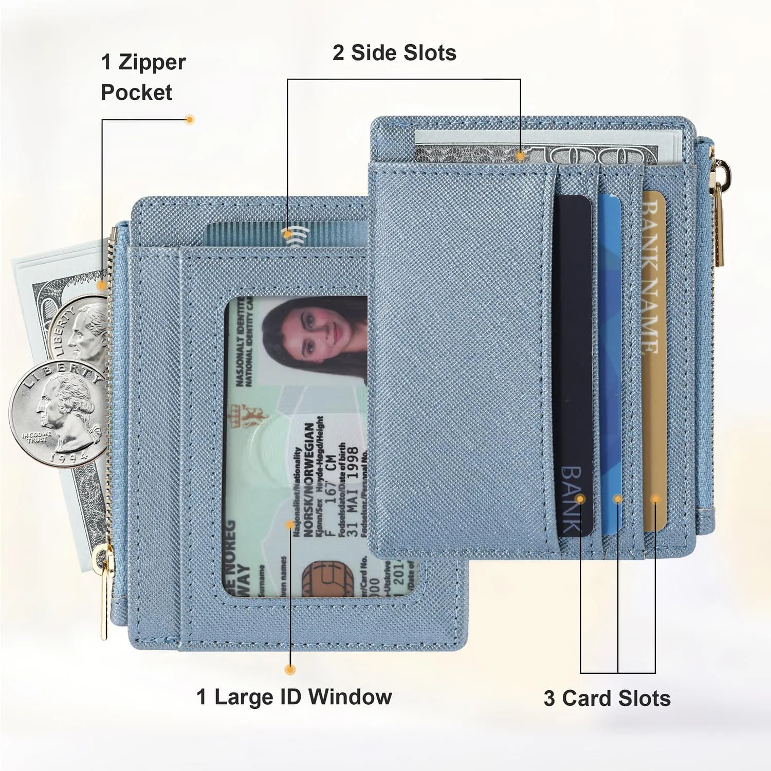 Sodsay Card Case Slim Front Pocket Wallet for Women Credit Card Holder with Keychain