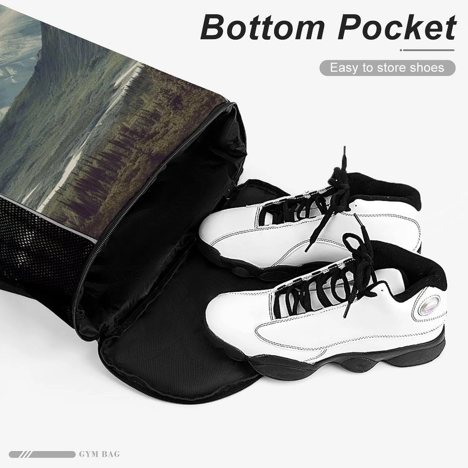 Sports Drawstring Backpack,Alaska Mountains String Swim Gym Bag with Shoes Compartment Gym Drawstring Bag