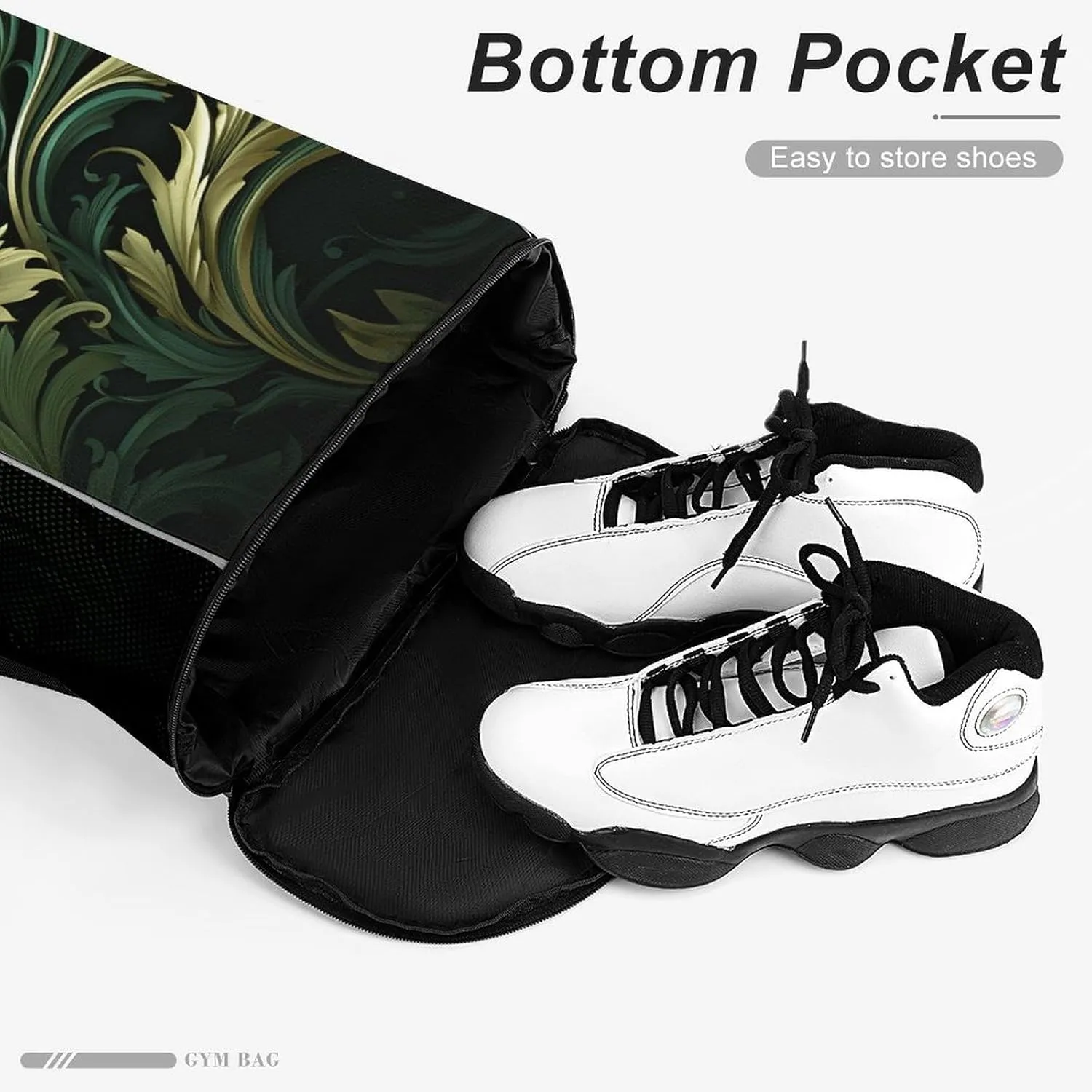 Sports Drawstring Backpack,Dark Green And Green Style String Swim Gym Bag with Shoes Compartment Gym Drawstring Bag