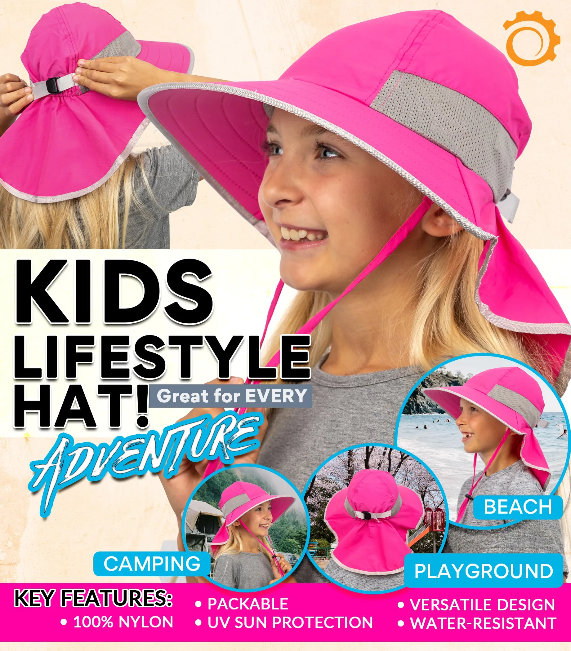 Sun Protection Hat for Kids with UPF 50  - Safety Headgear - Discoverer Series
