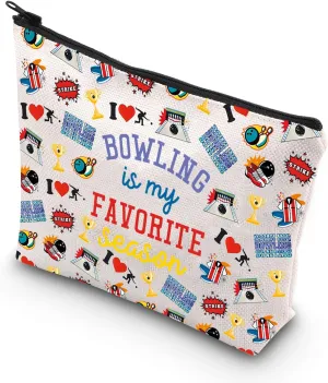 TSOTMO Bowling Is My Favorite Season Makeup Bag Bowling Gift Bowling Lover gift Game Day Sports Gift (Bowling Is bag)