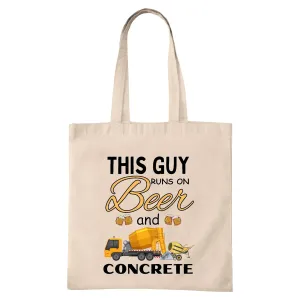 Unique Cement Finisher Gift Ideas Beer and Concrete Tote Bag Funny Natural White Multicolor Canvas Tote Bag