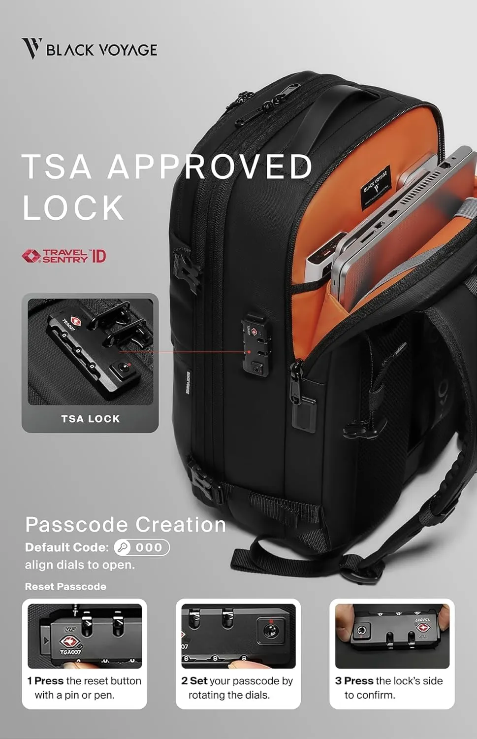 Vortex Vacuum Seal Travel Backpack 45L Exapandable Air Compression System Water Resistant TSA Lock Carry-On Suitcase Luggage Black AERO Lite - Vacuum Pump Included