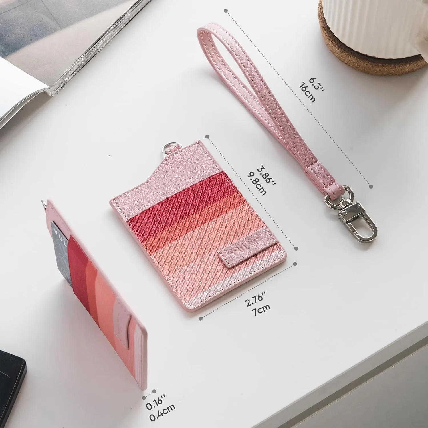 VULKIT Small Wallet for Women with Wrist Strap, RFID Leather Credit Card Holder Slim Wristlet Keychain with Wallet, Mini Thin Wallet for Women