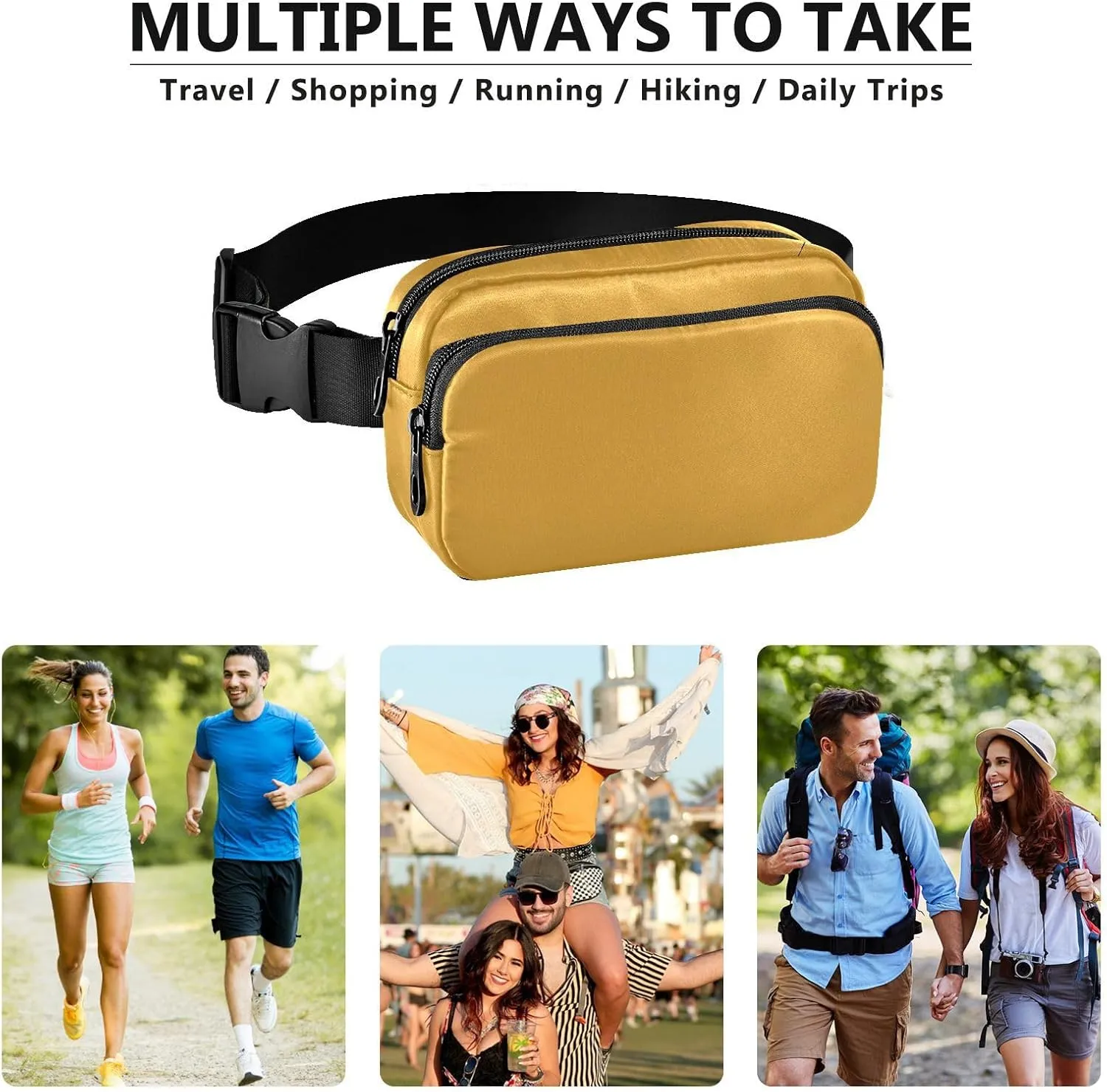 Yellow Orange Fanny Packs for Women Belt Bag Waterproof Fanny Pack Cross Body Bag Waist Packs with Adjustable Strap Small Crossbody Bags for Running Hiking Men Sports Traveling