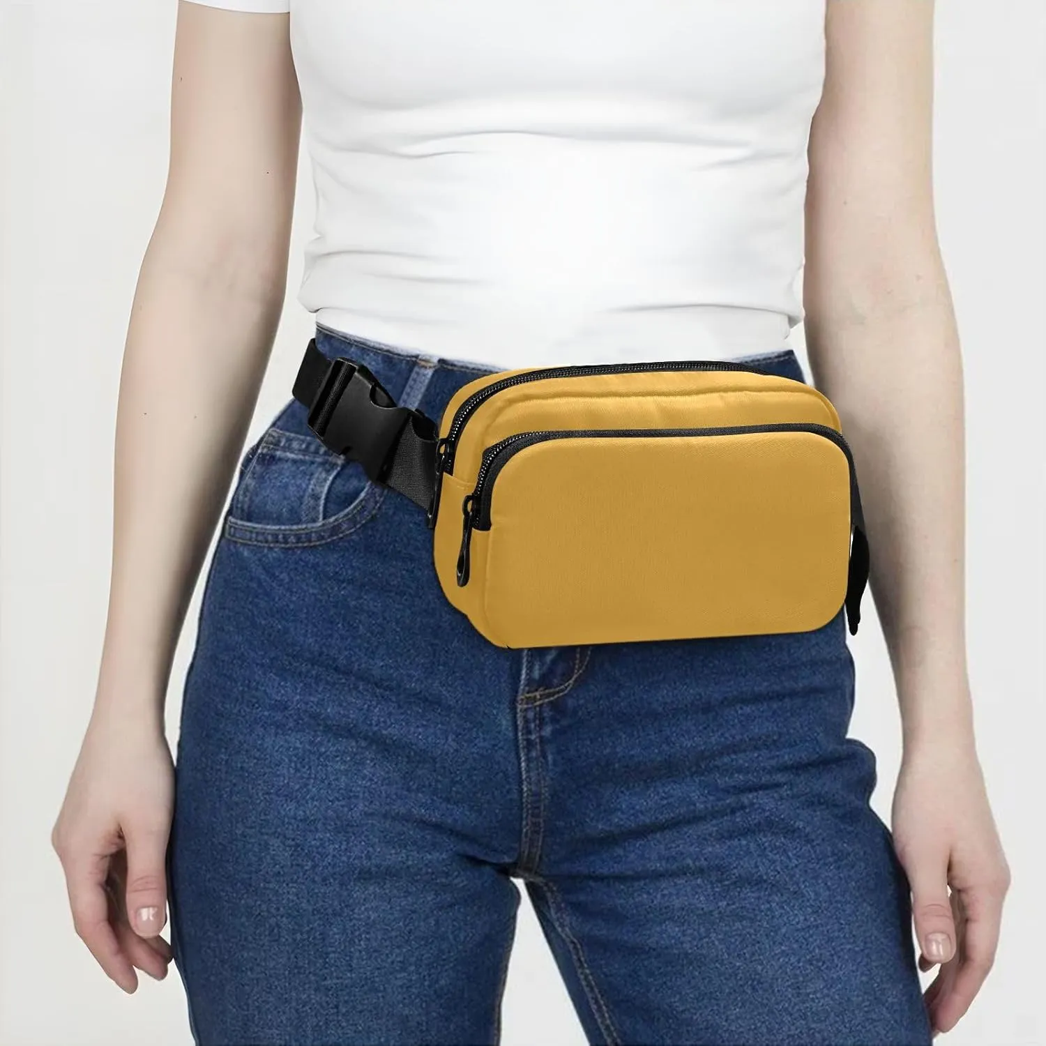 Yellow Orange Fanny Packs for Women Belt Bag Waterproof Fanny Pack Cross Body Bag Waist Packs with Adjustable Strap Small Crossbody Bags for Running Hiking Men Sports Traveling